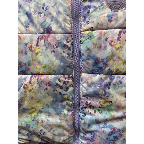 ZerOxPOSUr Toddler, Girls Purple Flower, Print Watermark, Winter Zip Coat W Hood - Picture 2 of 10